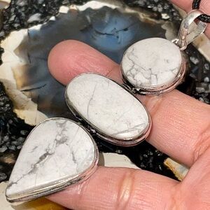 Large Howlite Magnesite Pendant 3 1/2”